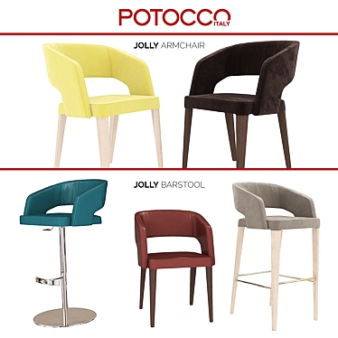 Potocco Jolly Bar Chair: Stylish and Functional 3D model image 1 