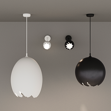 Eggshell Loft Chandelier 3D model image 1 