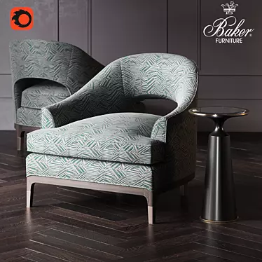 Elegant Carnelian Lounge Chair & Viridine Round Accent Table 3D model image 1 