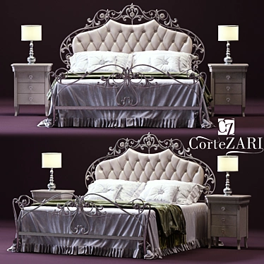 Elegant CorteZARI OLIMPIA Double Bed 3D model image 1 