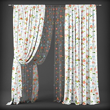 Adorable Kids Room Curtains 3D model image 1 