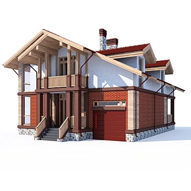 Modern Private House 3D Model 3D model image 1 