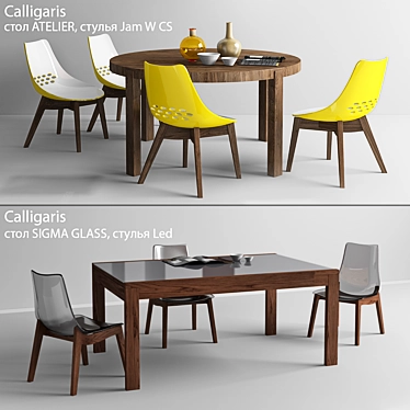 Italian Calligaris Tables & Chairs 3D model image 1 