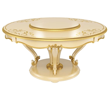 Classic Wood & Gold Round Table, Frandiss 3D model image 1 