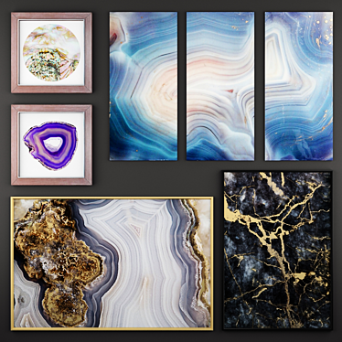 Mineral Masterpieces: Set of 10 Paintings 3D model image 1 