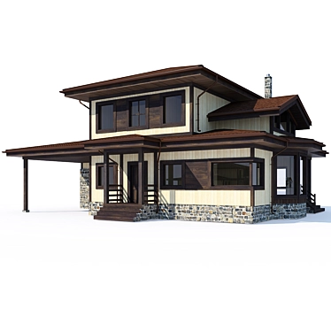 Modern Private House with Textures 3D model image 1 