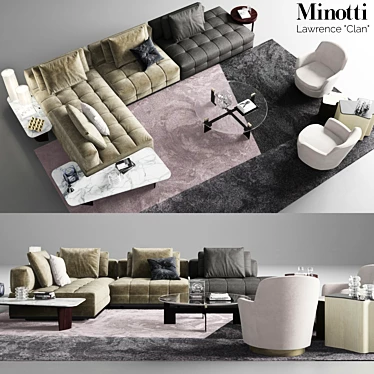 Modern Minotti Lawrence Clan Seating 3D model image 1 