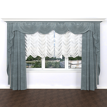 Elegant French Curtains 3D model image 1 