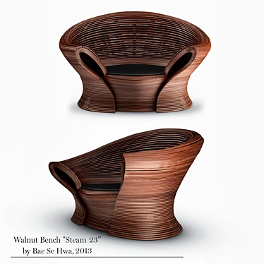 Modern Walnut Bench: Bae Se Hwa! 3D model image 1 