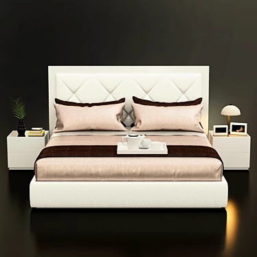 Luxury Diamond Upholstered Bed 3D model image 1 