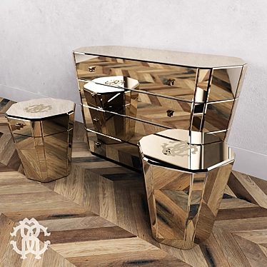 Luxurious Chest of Drawers & Pedestals by Roberto Cavalli 3D model image 1 