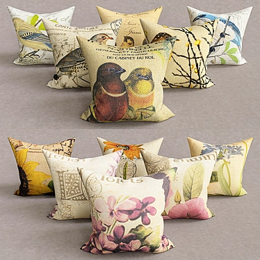 Elegant Decorative Throw Pillows 3D model image 1 