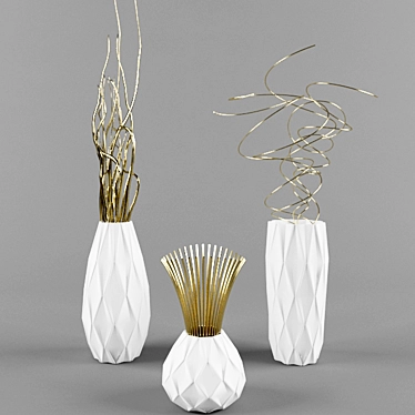 Elegant White Bronze Vase 3D model image 1 