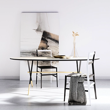 Elegant Piuma Table Set: Artistic Design & Luxurious Craftsmanship 3D model image 1 