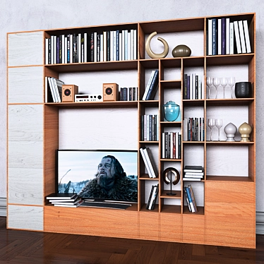 Versatile Storage System: Books, TV, Vase 3D model image 1 