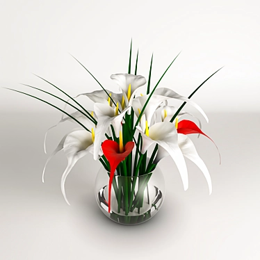 Elegant Calla Lily Flower Pot 3D model image 1 
