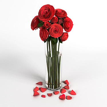 Elegant Red Rose Bouquet 3D model image 1 