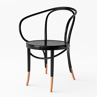 Sleek Black Bentwood Chair 3D model image 1 