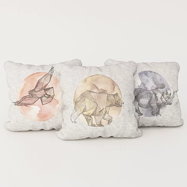 Cozy Linen Animal Pillow 3D model image 1 