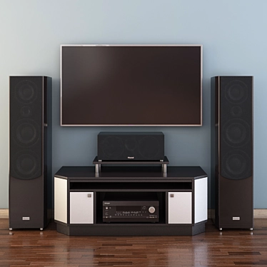 Sleek Center-Focused TV Stand 3D model image 1 