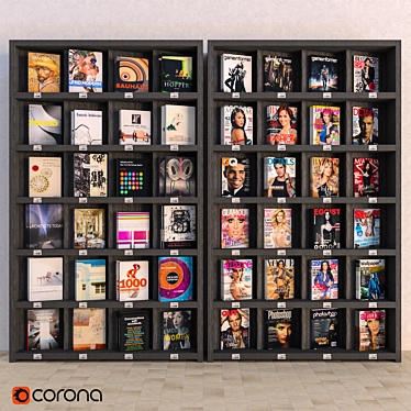 Stylish Display Racks: Books & Magazines 3D model image 1 