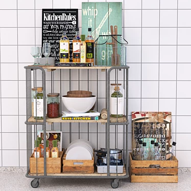 Versatile Kitchen Trolley: Stylish and Practical 3D model image 1 