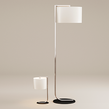 Sleek Decca Lamp Duo 3D model image 1 