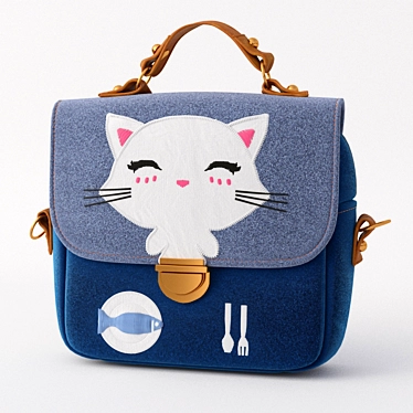 Kitty Print Schoolbag 3D model image 1 