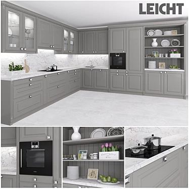 Leicht Calvos FS Kitchen: Alpine Grey Lacquer 3D model image 1 