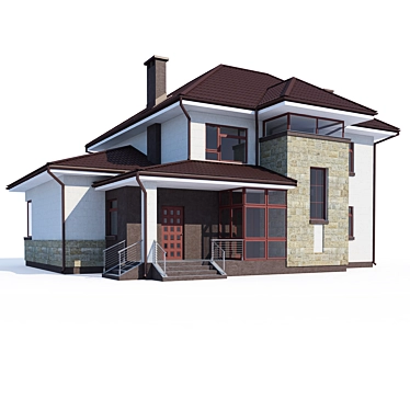 Modern Private House V74 3D model image 1 