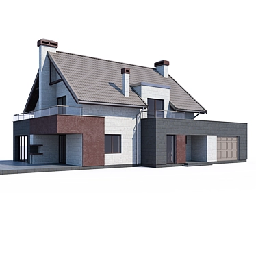 Modern Private House with Textures & Materials 3D model image 1 