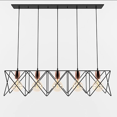 Vintage Black Pendant Light 3D model image 1 