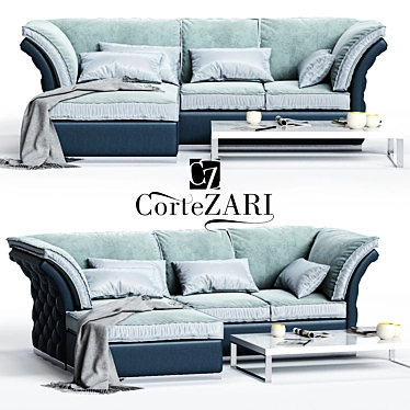 CorteZARI TIAGO: Stylish Corner Sofa & Quadra Coffee Table 3D model image 1 