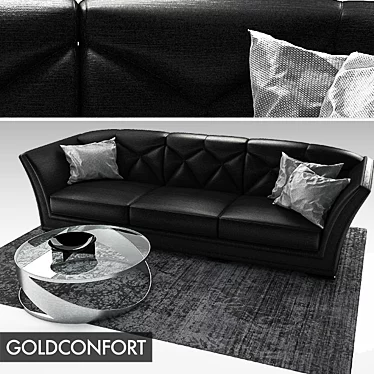 Luxury Goldconfort Vanity Sofa & Roche Bobois Lingotto Coffee Table 3D model image 1 