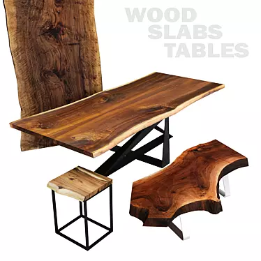 Natural Wood Slab Tables 3D model image 1 