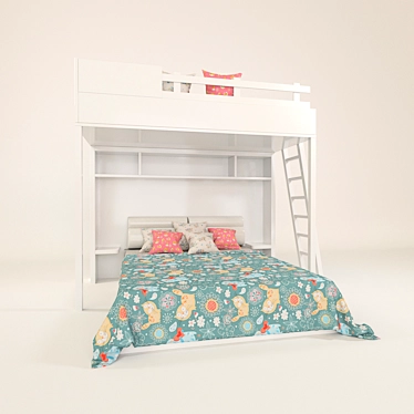 Cozy Kids' Bunk Bed 3D model image 1 