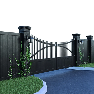 Exterior Essentials Set: Gates, Fence, Lighting 3D model image 1 