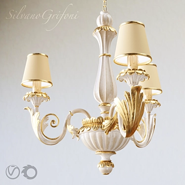 Elegant Silvano Grifoni Chandelier: 3-Light 3D model image 1 