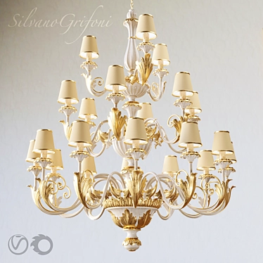 Chic Silvano Grifoni Chandelier - 21 Lamp Design 3D model image 1 