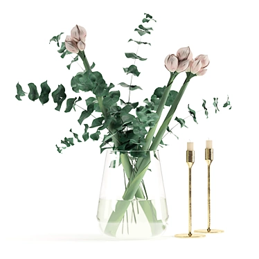 Elegant Blooming Vase 3D model image 1 