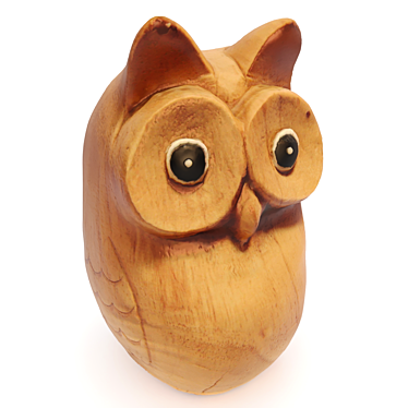 White Wood Owl Sculpture 3D model image 1 