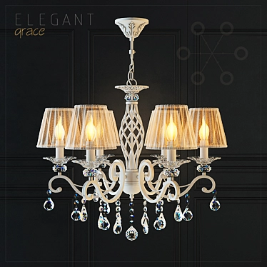 Elegant Cream Gold Chandelier 3D model image 1 