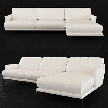 Italian Leather Corner Sofa 3D model image 1 