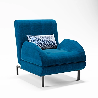 Convertible Blue Fabric Armchair 3D model image 1 