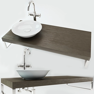 Washbasin on the wooden plate