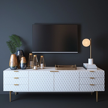 Modern Audrey Media Console - Sleek Design, Ample Storage 3D model image 1 