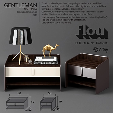 Sleek Sophistication: Flou Gentleman Nightstand 3D model image 1 