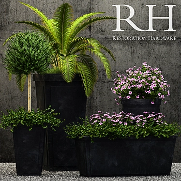 Resto Hardw. Sheet Metal Planters 3D model image 1 