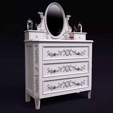 Elegant Carved Chest of Drawers 3D model image 1 