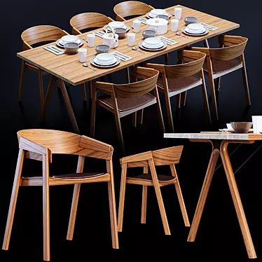 Muuto Split Table & Cover Chair 3D model image 1 
